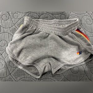 Aviator Nation Gray Shorts with Rainbow Stripe